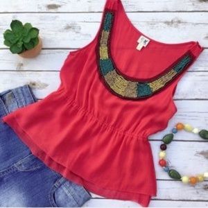 Anthropologie Edme Esyllte Beaded Peplum cami